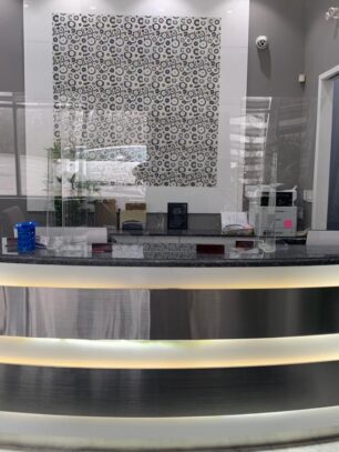 Dental Clinic Reception with Modern Design and Lightin